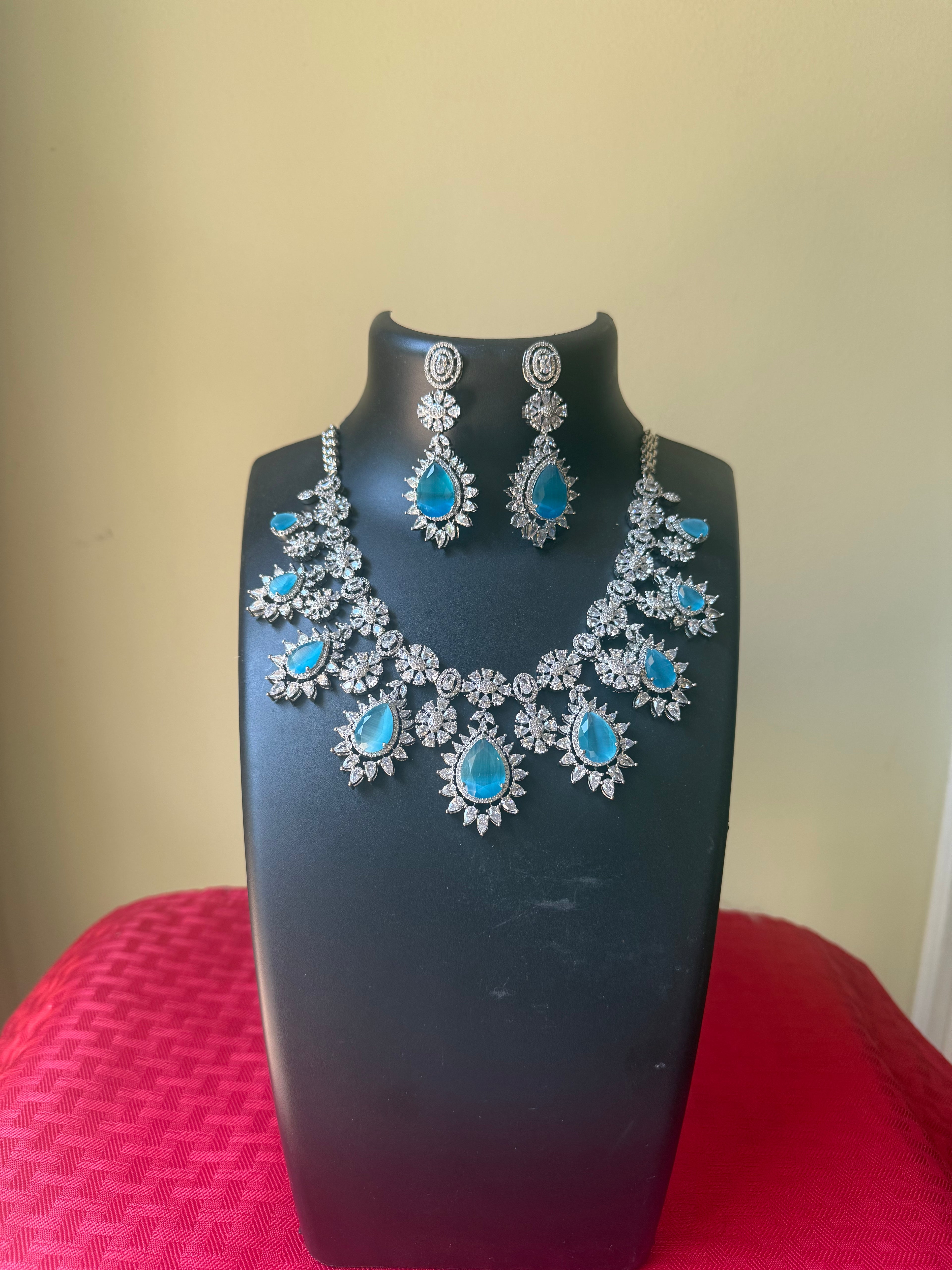 Blue cz diamond necklace