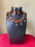Orange black finish cz diamond necklace