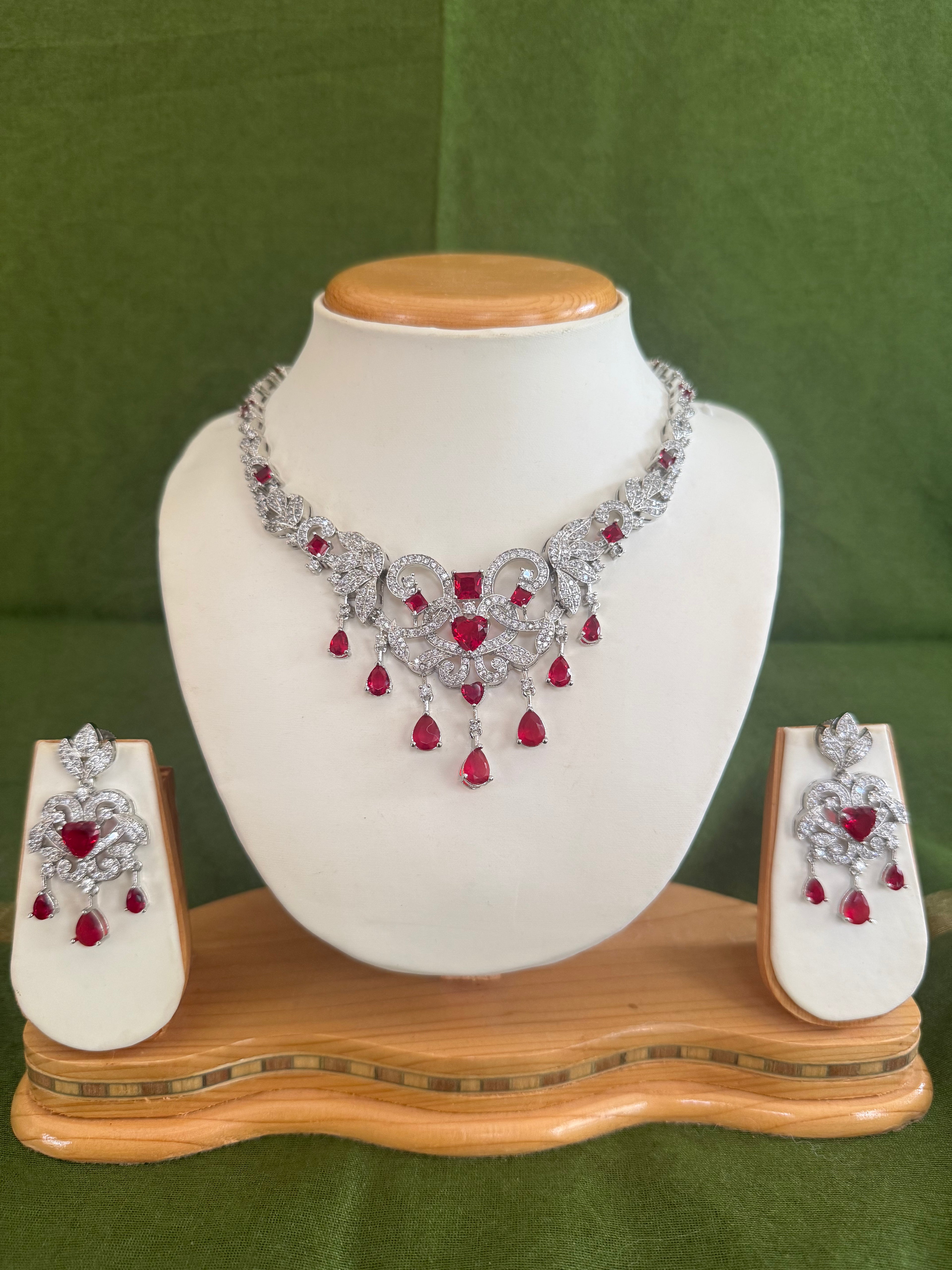 Red cz diamond necklace